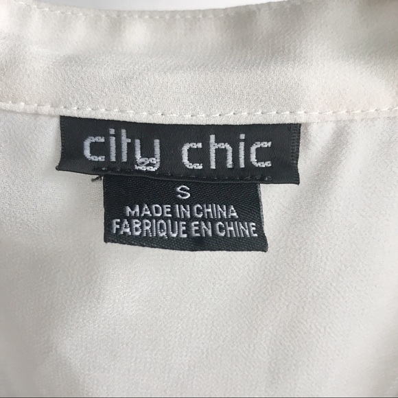 City Chic Sheer White Blouse Floral Detail - Picture 7 of 7